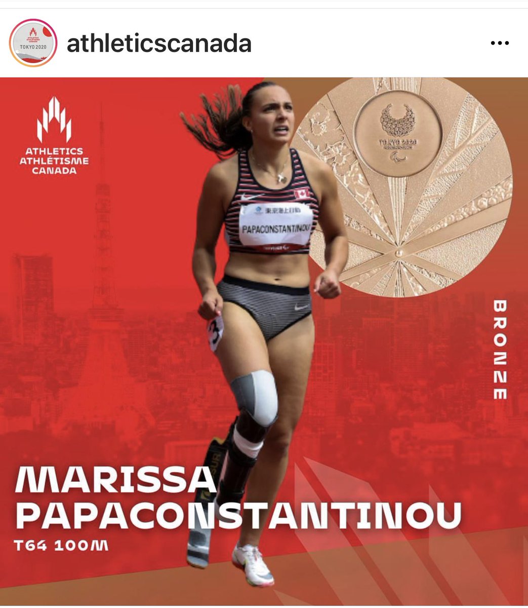 DanosStella's tweet photo. Congratulations to @marissa_paps for a bronze medal win and personal best in the women’s T64 100 metres👏👏👏🇨🇦 https://t.co/87ebQn7dZo