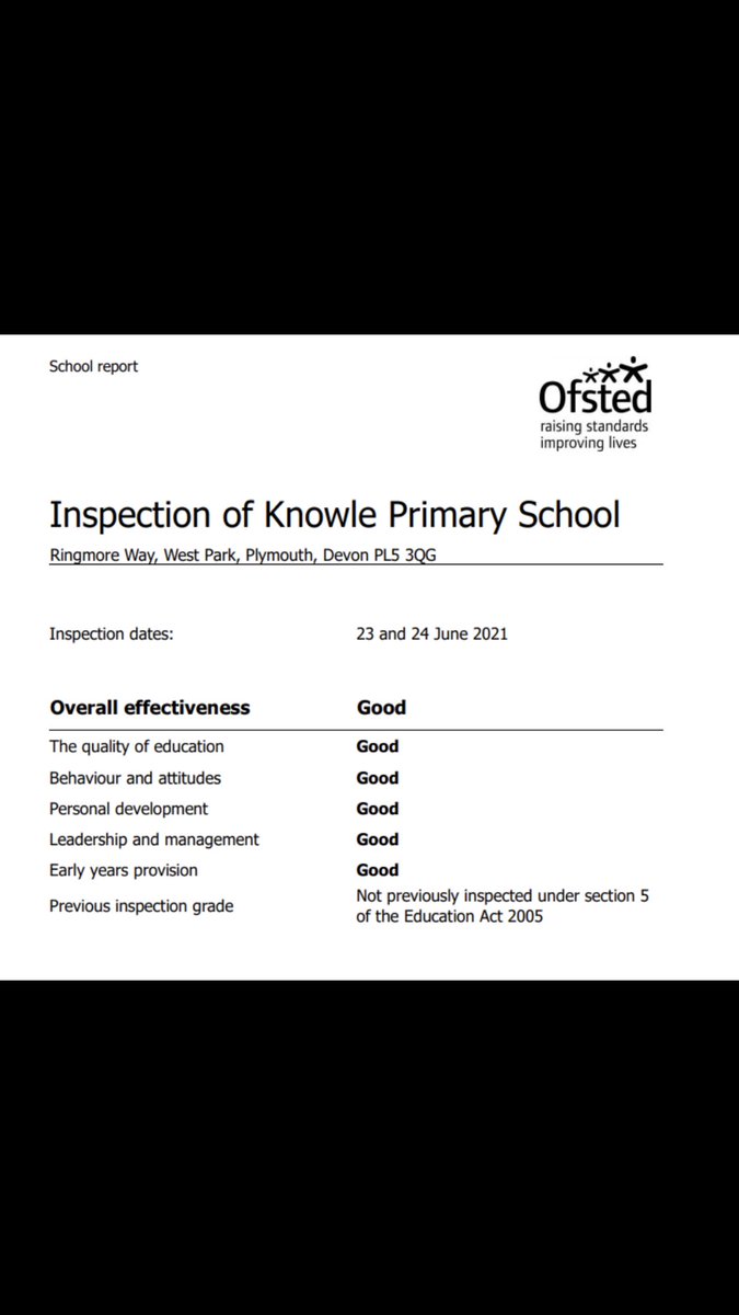 Delighted to now be able to share the outcome of our inspection in June 2021. Hugely proud of this achievement after 5 years of relentless focus and determination by all staff. A massive achievement. One headteacher beaming with pride 😁! <a href="/learningatceo/">Simon Spry</a> #Ofsted #Plymouth