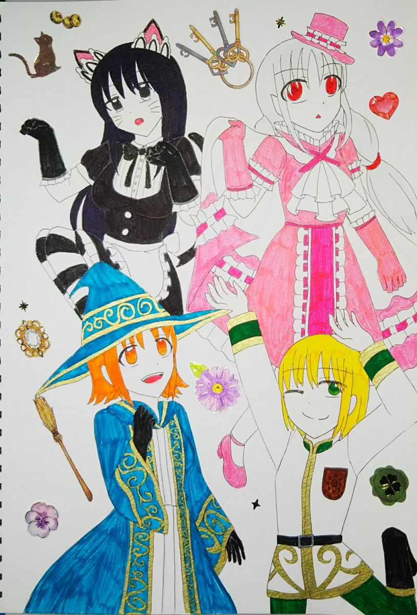 A Sugar على تويتر イラスト完成です 最近 可愛いシールを買ったので早速背景に使いました 現在連れているメンバーで 職業と性格は以下の通りです 魔法使い 天然 花 元気 猫 マイペース ヴァンパイア マイペース うちの子 ミートピア Miitopia