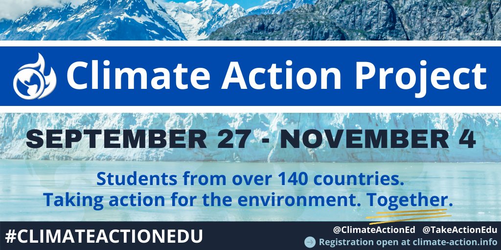 The Climate Action Project is back! #SDG13 #SDG4 🌎 6-week interactive project 🌍 K-12 students taking action 🌏 class-to-class virtual exchange Registration is open --> climate-action.info Project dates: Sep 27-Nov 4 @ClimateActionED #ClimateActionEdu #TeachSDGs