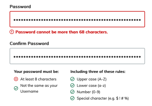 Achievement Unlocked: Find a websites hidden password requirements 😡