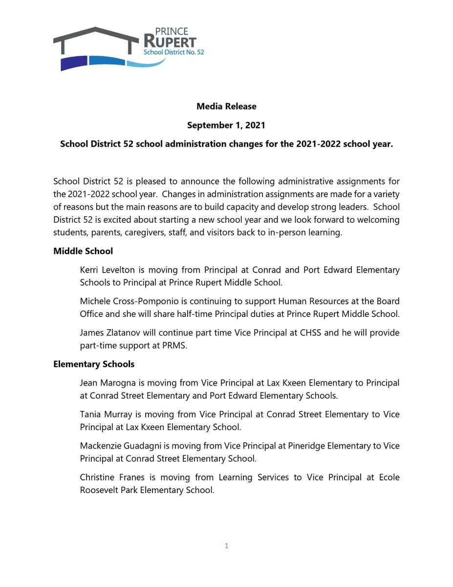 RupertSchools's tweet photo. School District 52 is pleased to announce the following administrative assignments for the 2021-2022 school year. #RupertSchools 🍎📚 https://t.co/0nxSeMdCGD