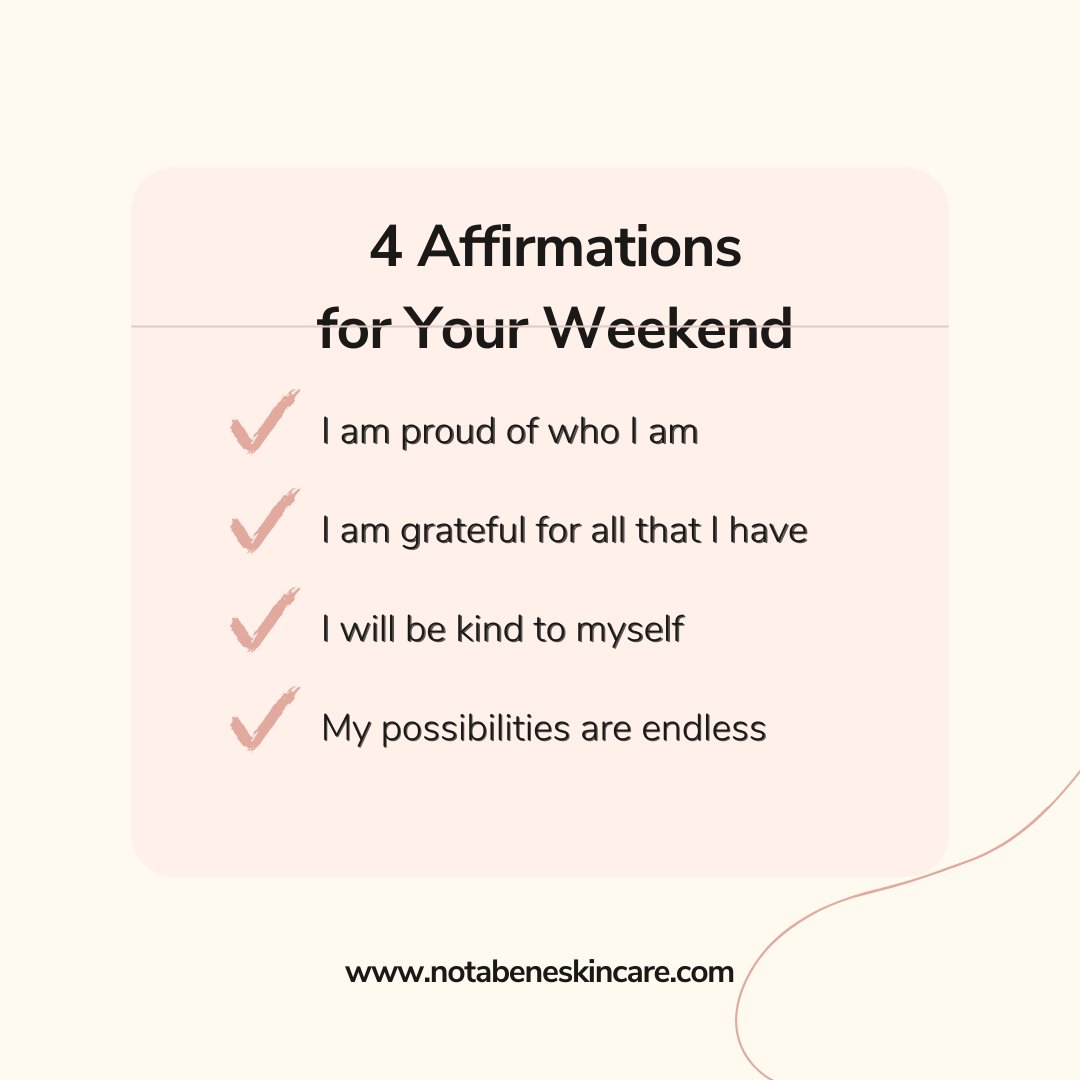 NotaBeneSkin's tweet photo. 💚Whether this week was good or bad, start your weekend off right with four of our favourite affirmation💚 

#natural #healthyskin #naturalbeauty #glowingskin #selfcare #organic #skincareproducts #skin #vegan #crueltyfree #skincaretips #crueltyfree #cleanbeauty https://t.co/uGaAwFjyST