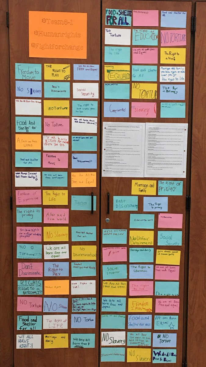 Students read the UN’s Declaration of Human Rights and picked the one that they would be willing to fight for. We are very proud of them. <a href="/RandolphSchools/">Randolph Schools</a> @lisadiag <a href="/RandolphMiddle/">RandolphMiddleSchool</a>