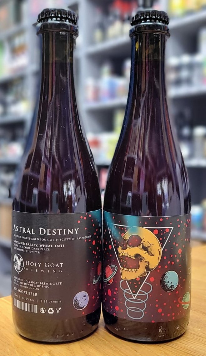 I'm looking forward to trying this! <a href="/holygoatbrewing/">Holy Goat Brewing</a> Astrial Destiny - barrel aged sour with scottish raspberries.
