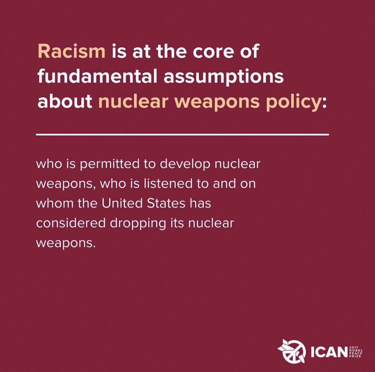 Today we published a new briefing paper on racism &amp; nuclear weapons. It is such an important perspective to have when talking about nuclear weapons. I hope governments, think tanks, journalists &amp; NGOs working on nuclear policy start having an anti-racist perspective on this work.