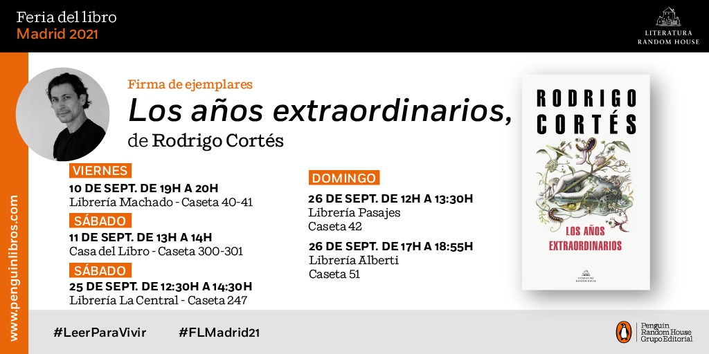 rodrigocortes's tweet image. Esta será una @FLMadrid diferente, pero habrá libros y habrá gente, así que será la misma. Allí estaremos Jaime Fanjul y yo, en sugestivas casetas y fechas, que no se diga, firmando toallas, #LosAñosExtraordinarios y camisetas de la selección.
¿Un gentil REPÍO, silvuplé?