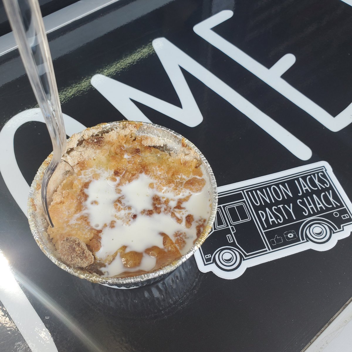 DwelleKMPH's tweet photo. The British Apple Crumble will debut tonight at Simonian Farms. https://t.co/wtWKFvmNTz