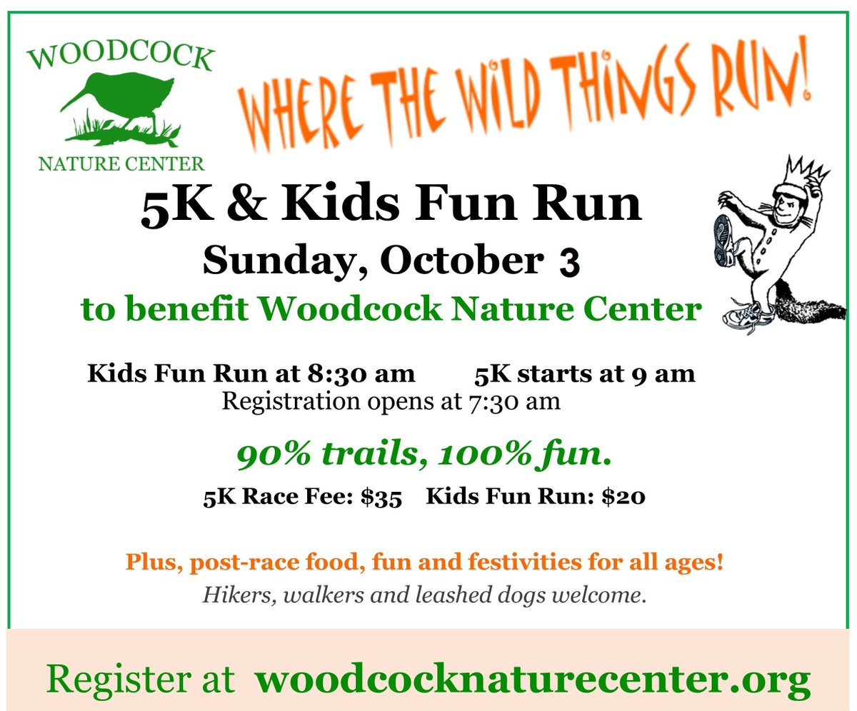 Wild Things 5K &amp; Kids 1K Fun Run is BACK! Run wild with us in support of woodcock on Oct 3. woodcocknaturecenter.org/5k