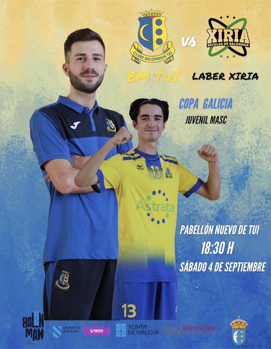 BALONMAN_TUI's tweet photo. ⚔️ Partido importante o deste sábado para os nosos xuvenís se queren pelexar pola Copa Galicia e buscar o camiño mais sinxelo de cara a Liga Ouro. https://t.co/fHyeFl405O