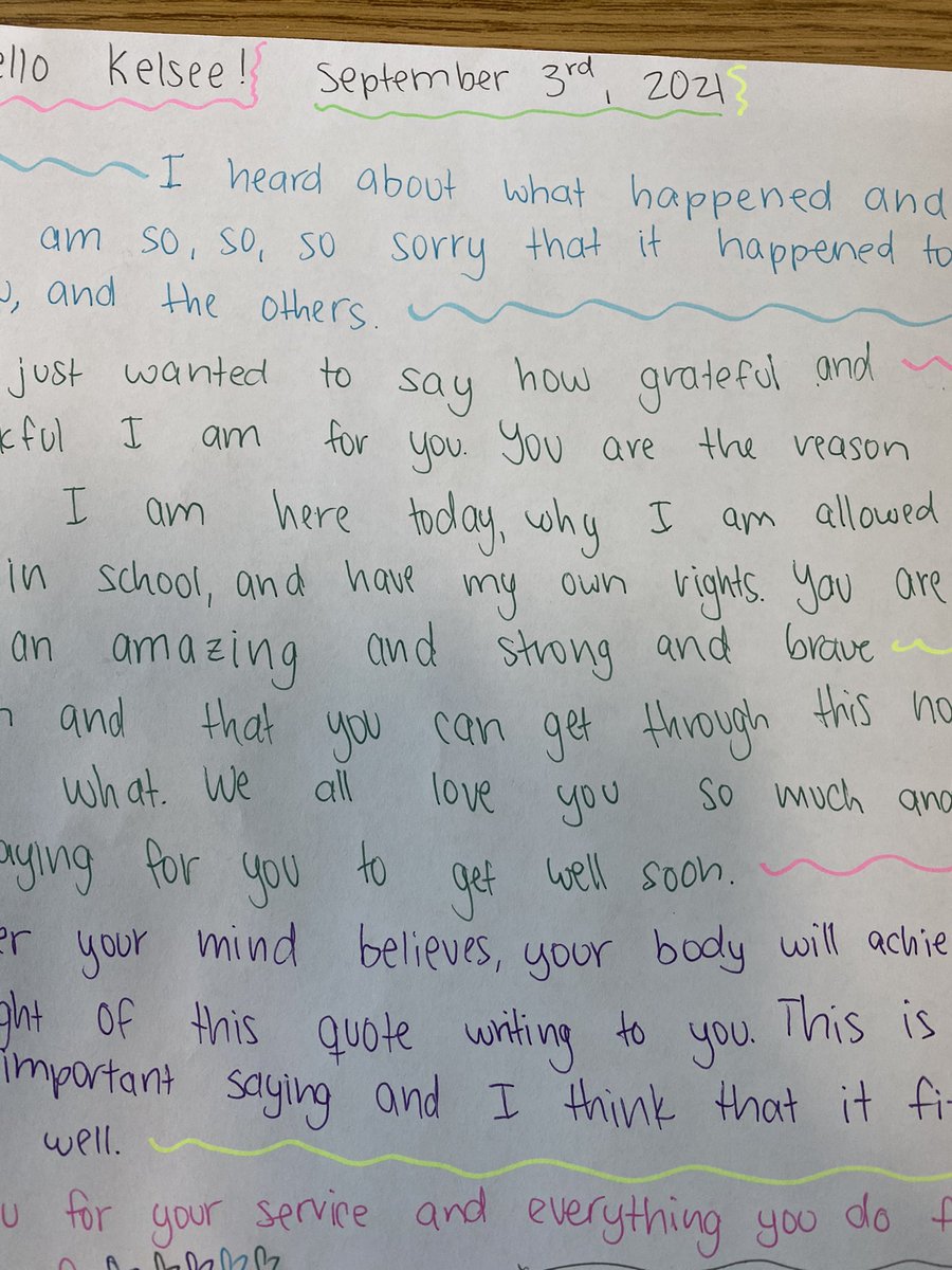 My <a href="/dms_ohlsd/">DMS_OHLSD</a> 8th grade students wrote words of encouragement and gratitude to United States Marine Cpl Kelsee Lainhart, from the tri-state area, who was injured in the suicide explosion in Afghanistan last week! <a href="/OHLSD/">Oak Hills Schools</a> <a href="/S_DCSC/">Sunman-Dearborn Community Schools</a>