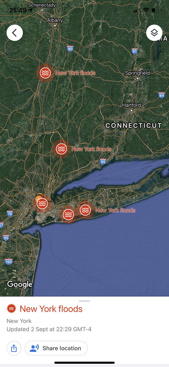 Cool little feature on <a href="/googlemaps/">Google Maps</a> ….. #newyork #floods #google #innovate