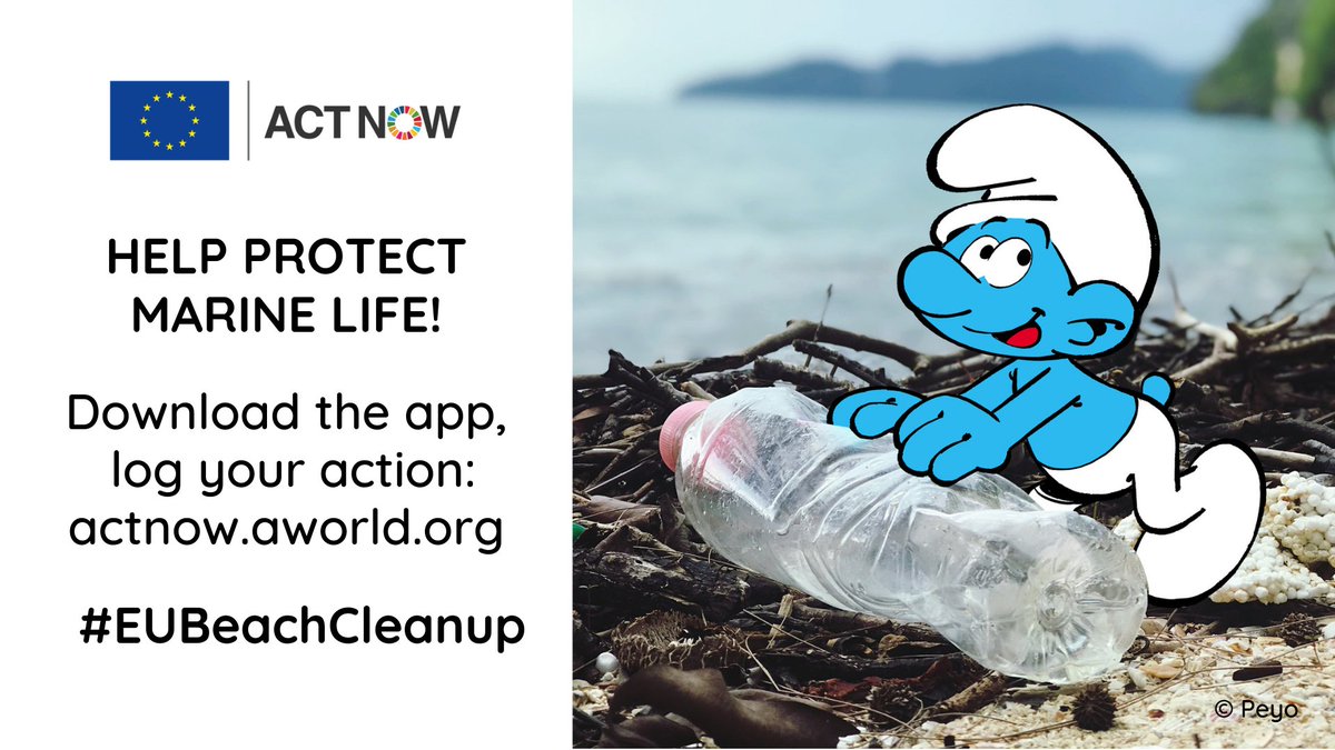 The Smurfs are teaming up with the UN's #ActNow campaign & the European Union to inspire people to help clean beaches & riverbanks around the world.

Join the #EUBeachCleanUp and take #ClimateAction: actnow.aworld.org
