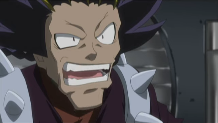 beybladeotd's tweet photo. Today's beyblader of the day is Busujima from the Metal saga! 
The leader of a gang who ruthlessly steals points from weaker bladers and also took over a local gym, preventing others from using it. He is cruel, twisted and will do anything to win with his Rock Scorpio T125JB! 🦂 https://t.co/K3rjln2Qte