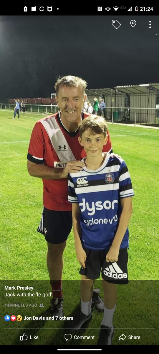 One happy boy! Thanks <a href="/mattletiss7/">Matt Le Tissier ✝️</a> Who needs an autograph book?! 😂