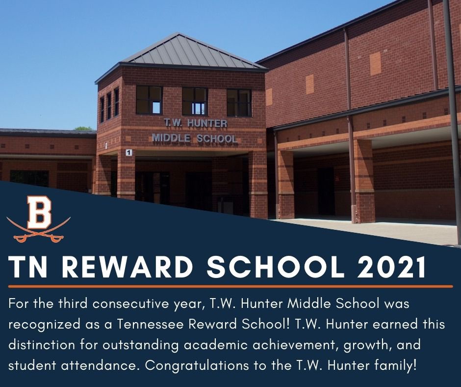 We are honored to receive the state of Tennessee's highest distinction - TN Reward School 2021. 

The TDOE recognizes schools who demonstrate outstanding student achievement, academic growth for ALL learners, and strong student attendance.