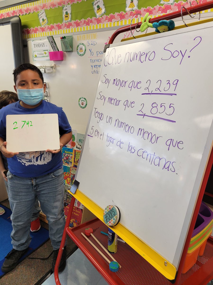 Anajimenez08A's tweet photo. So much fun today playing "Que nรบmero soy?" for comparing and ordering.. ๐งฎ๐ฆ
#FreemanMathematicians #PISDMathChat #MathIsFun #ComparingAndOrdering https://t.co/ALGKWYUddj