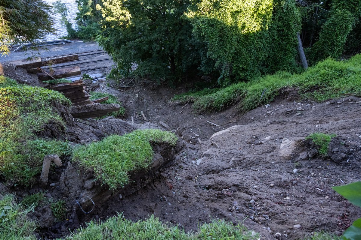Storm damage in Yonkers following Tropical Depression Ida, showing a mudslide.