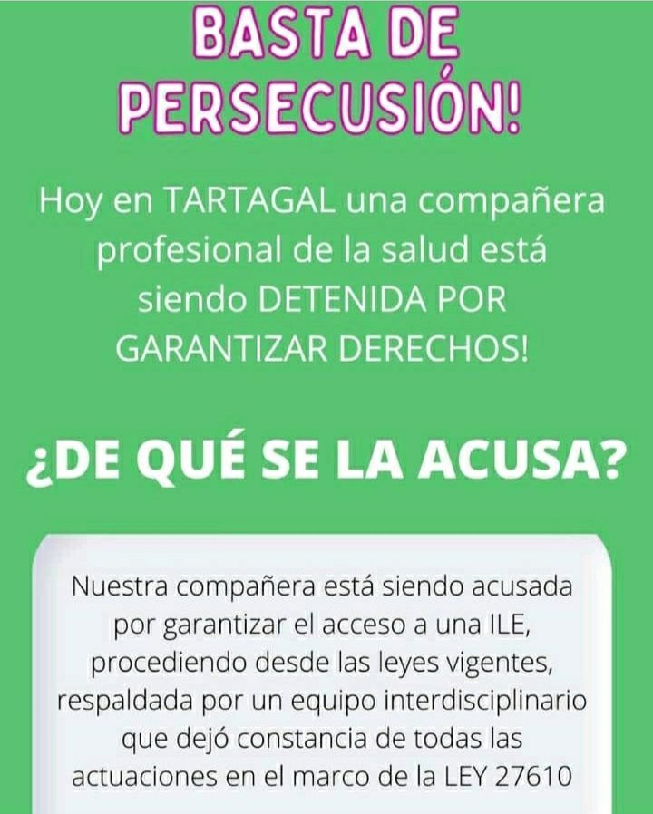 MarronPosadas's tweet photo. ❌ URGENTE❌ En Tartagal detuvieron a trabajadora de salud por garantizar derecho a ILE. Ex compañera de nuestro hospital. Reproducimos declaración de Residentes del Hospital Posadas. #LiberacionInmediata!
@NicolasdelCano @NathiGonzalezS @EstecheJor @PanyRosas_Arg https://t.co/cnevzWQeos