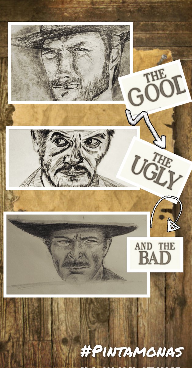 PETUNIA_PETU_'s tweet image. Tiroriroriiii gua gua guaaaaa... 🎶🎬✏️ #Elbuenoelfeoyelmalo #Pintamonas #Retoextra #Western #Dibujo #Retrato #Cine @doorlessroom