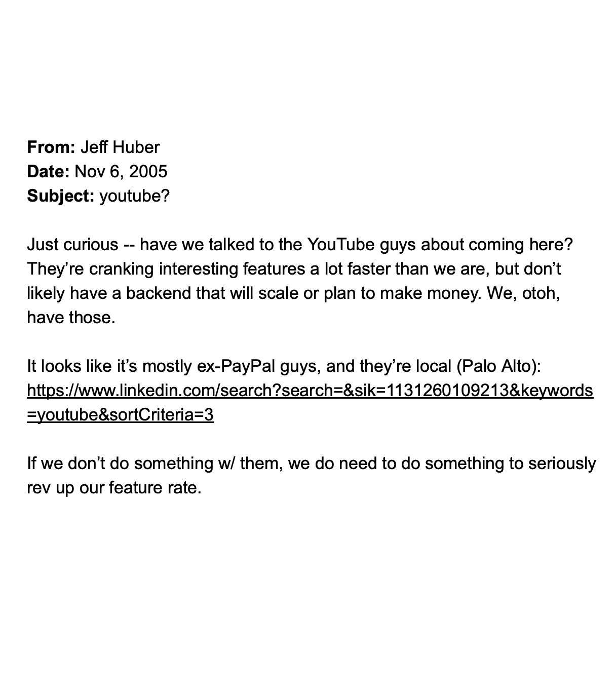 Internal tech industry emails that surface in public records.  Get alerted to exclusive documents: http:// techemails.net              You can ad