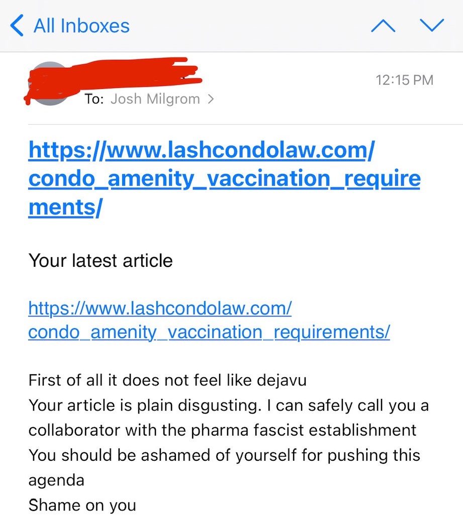 When your latest blog ruffles a few feathers, or in this case, anti-vaxxers.
lashcondolaw.com/condo_amenity_…
