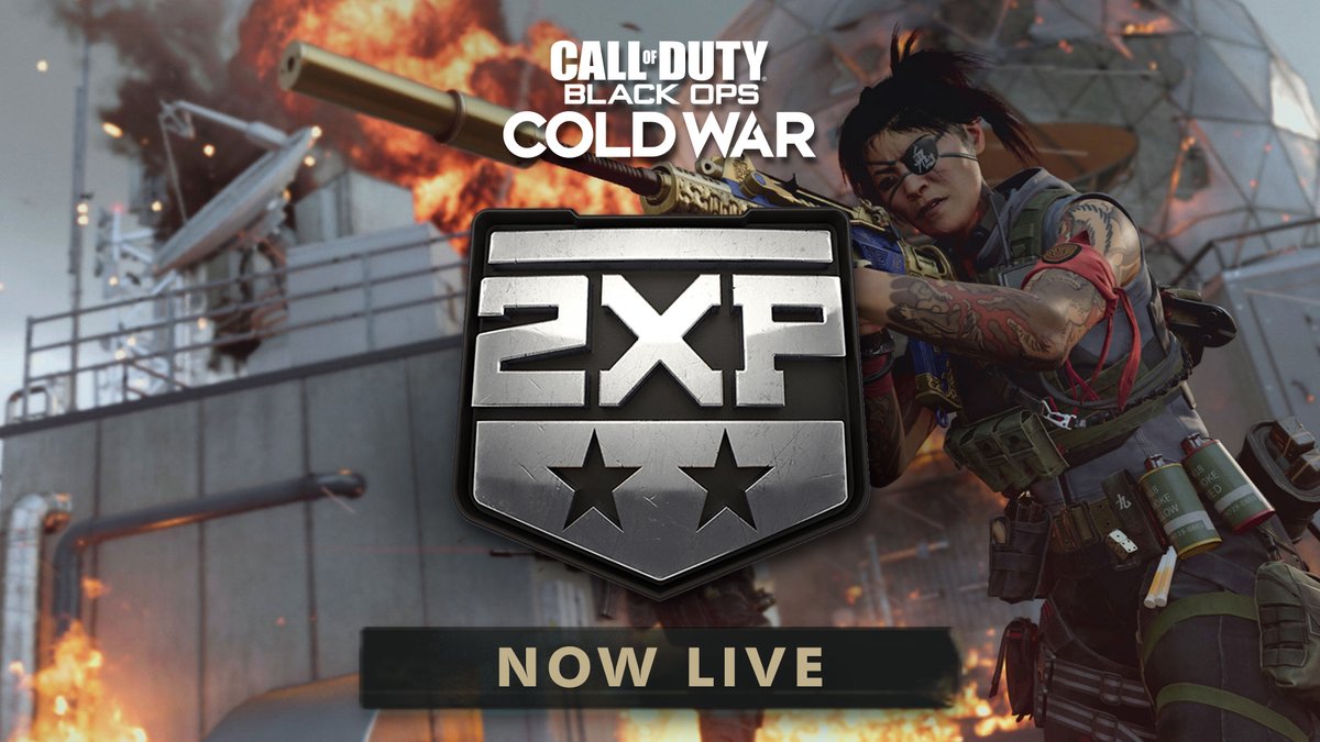 Treyarch's tweet image. Enjoy the long weekend with 4 days of 2XP in #BlackOpsColdWar on us, starting now.

Season Five Reloaded awaits!