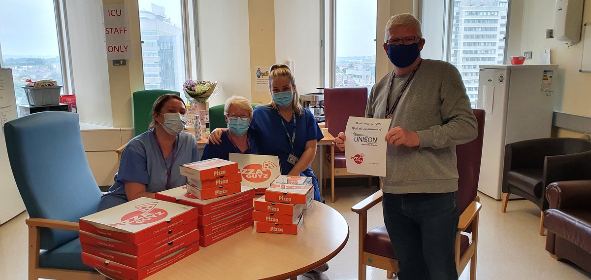 A small appreciation of our gratitude to their dedication during the current Covid crisis, Unison Belfast City Hospital Branch  in association with Pizza Guyz - Andersonstown Road  are pleased to supply all Intensive Care Unit staff in BCH with pizza to enjoy during their break!