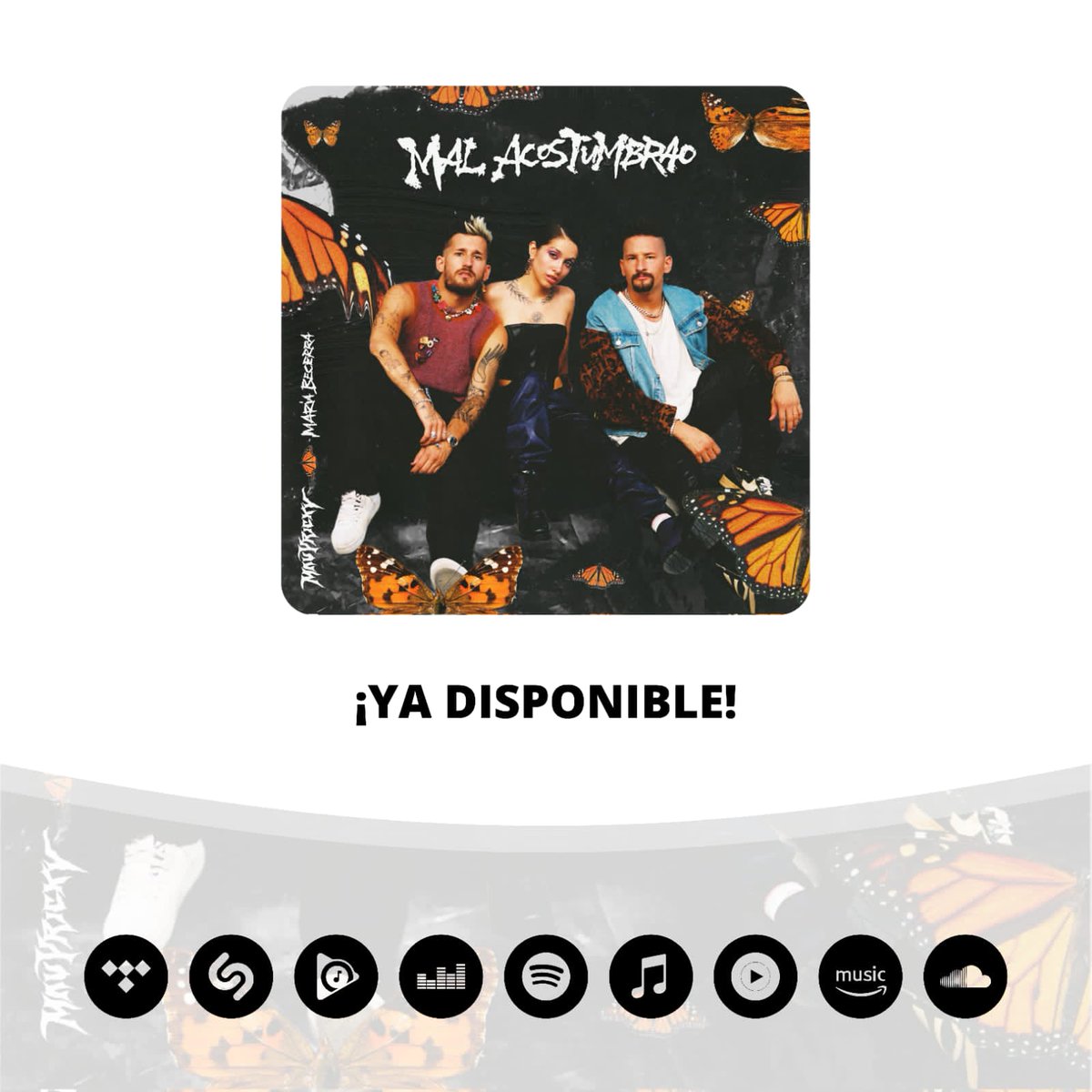 OrgFandomsPy's tweet image. 🆕|#MalAcostumbrao de Mau y Ricky Ft María Becerra ya se encuentra disponible en todas las plataformas digitales de música!