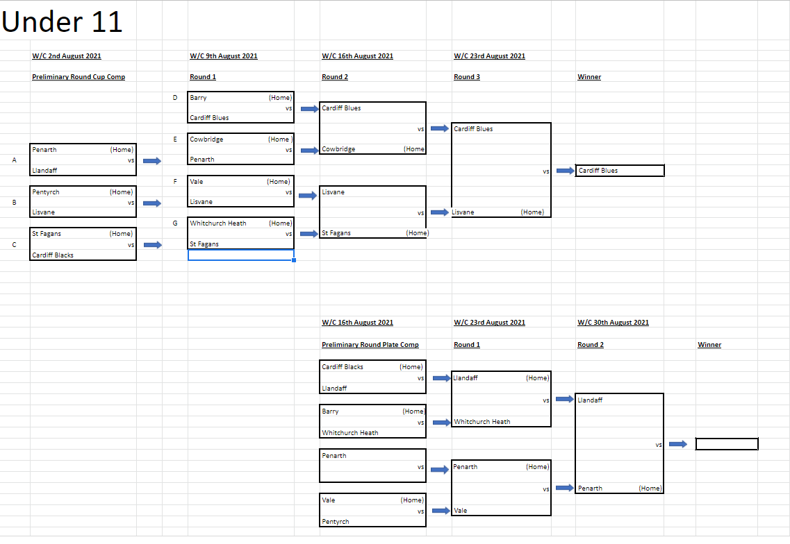 Update to the Cardiff and the Vale of Glamorgan Junior Cricket League - The August 2021 Cup
Under 11s Final to be played at 16:30 on 6/9/2021 at St Fagans.