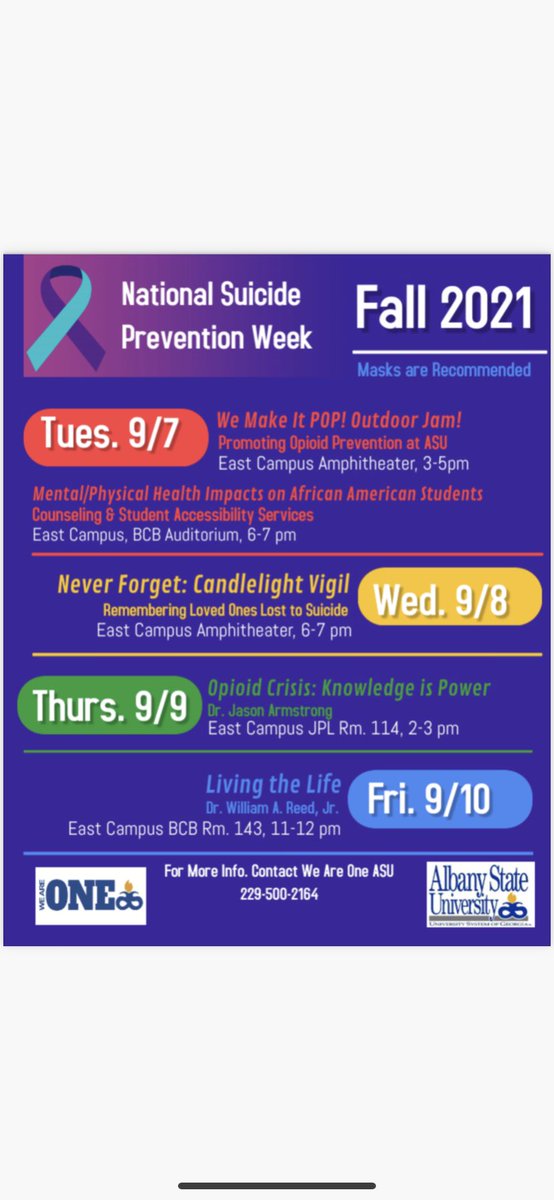 RT @ASU_CJClub: Mental health  is highly important especially during these times. Come out and attend the events https://t.co/CKkzI9VuYM