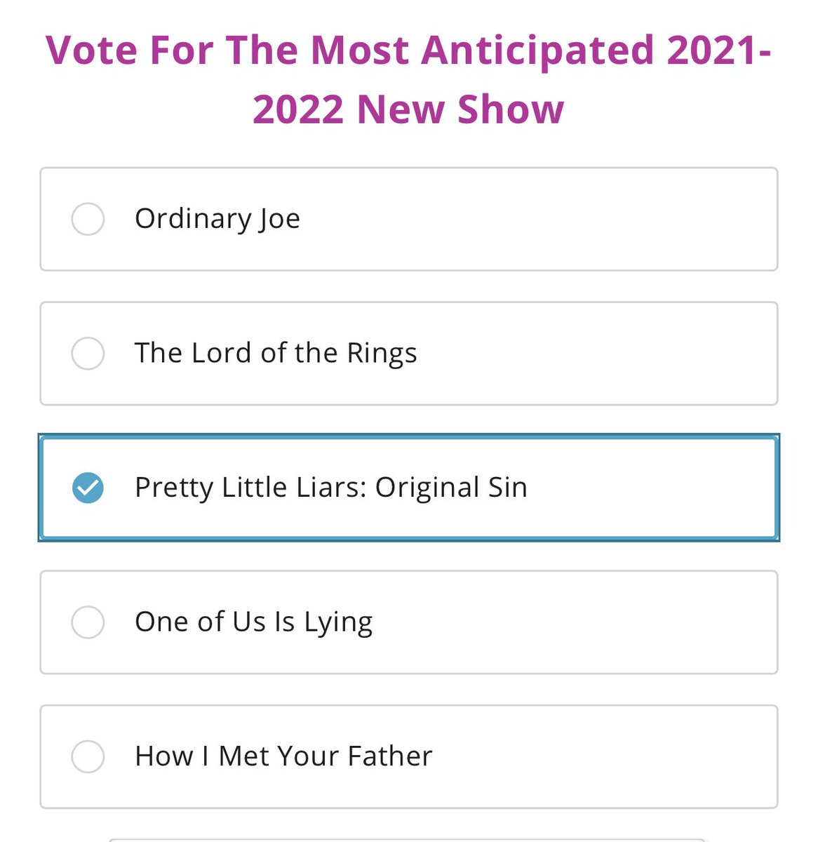 🇧🇷|| votem em #PrettyLittleLiarsOriginalSin para the most anticipated 2021- 2022 New Show
p.s: as votações estão abertas até hoje, então votem muitooo 😊
link do site: 
eonline.com/amp/news/13009…