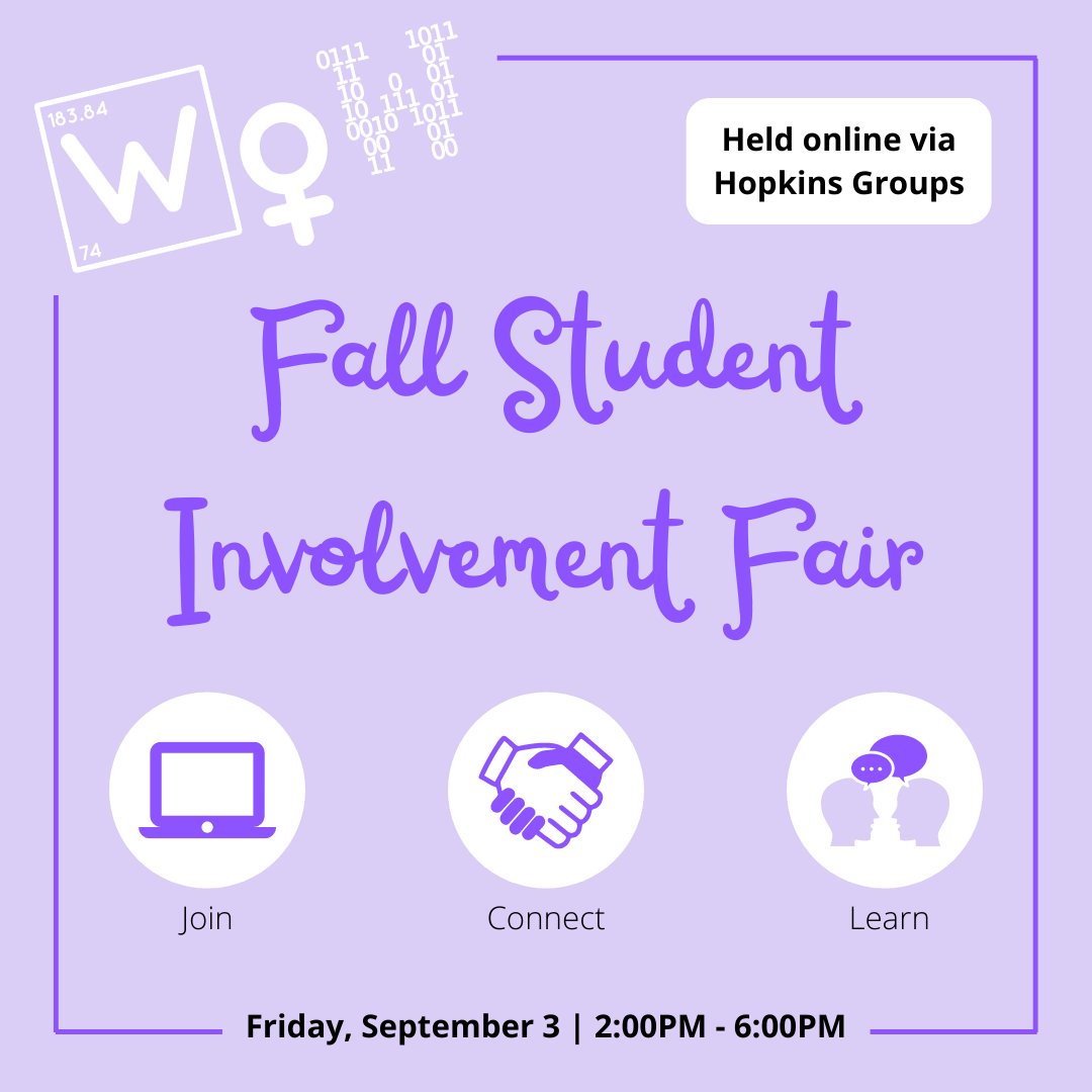 All Hopkins students are invited to attend the🍂Fall Student Involvement Fair taking place virtually TODAY via Hopkins Groups. Visit this website for more information: jhu.campusgroups.com/feeds?type=eve…

Swing by WOW’s e-booth between 2:00PM-6:00PM to learn about our organization!