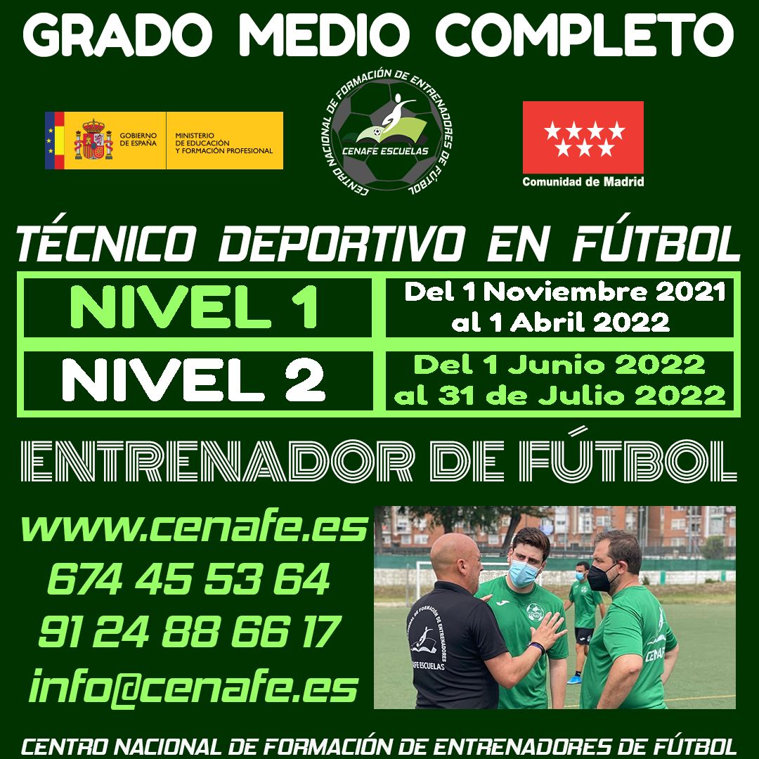 OFICIAL ⚽️
Se han publicado las BECAS oficiales para realizar el curso de entrenador de fútbol (Grado Medio y Grado Superior) gratuitamente en el curso 2021/2022.
👇
Inscribete en el curso elegido en: cenafe.es y después solicita la beca en educacionyfp.gob.es/servicios-al-c…