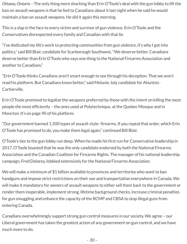LPCPressBox's tweet photo. Erin O’Toole Misleads Canadians About His Stance on Assault Weapons #cdnpoli #Elxn44 https://t.co/kFlk8KS1b7