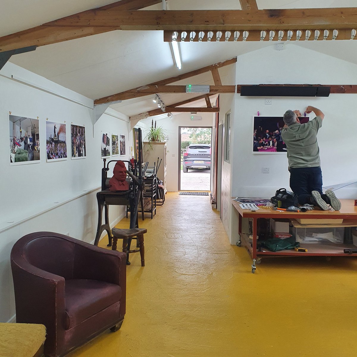 #coldwarsteve exhibition coming together. Opening tomorrow at 12-7pm. Would love some giant postcards <a href="/TheCWSoffice/">Cold War Steve Office</a> and a visit would be even better !
