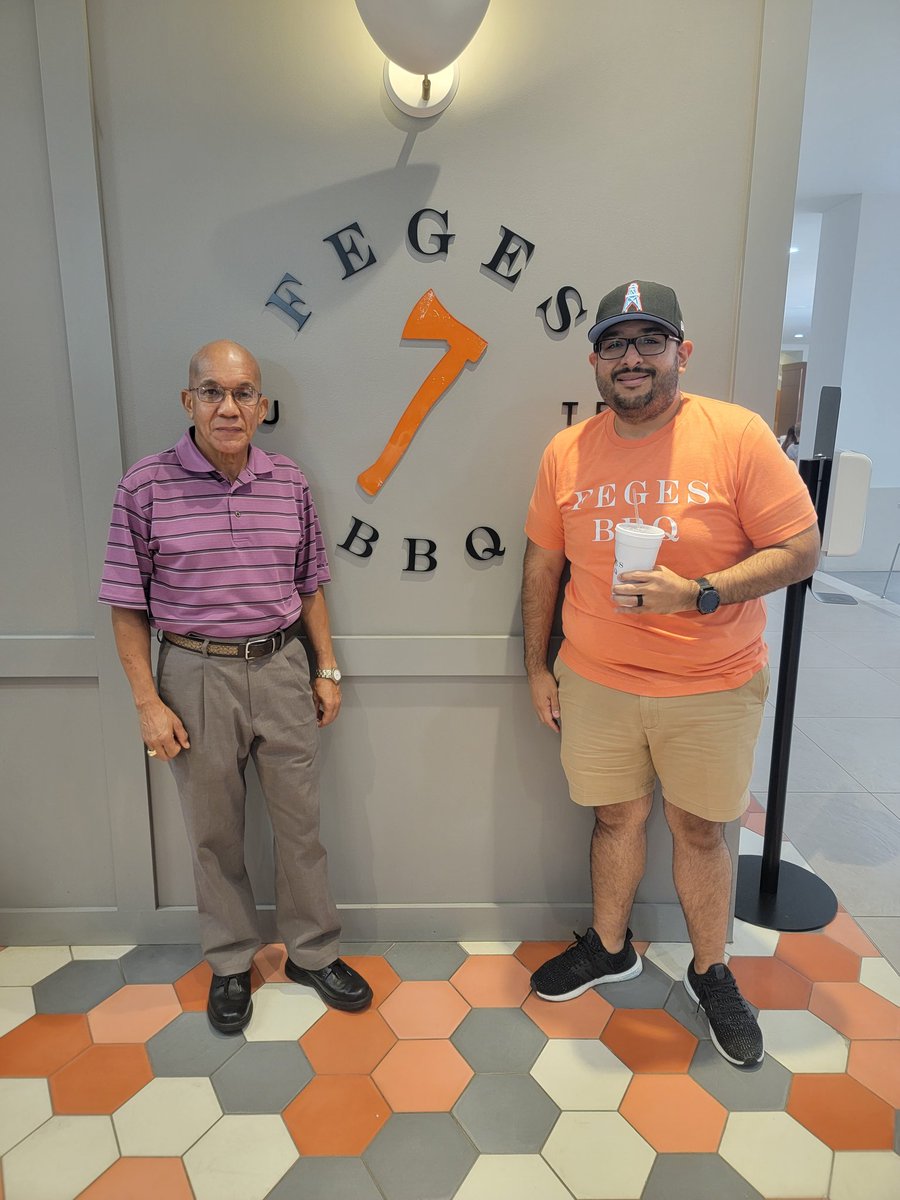 DavidAlbanJr's tweet photo. Thanks to @FegesBBQ and the private donor who provides meals to Veterans on Friday's who have proudly served this great nation! Brought my FIL who is also a Vet to try the best BBQ in Htown! #HouBBQ #feges #bbq #veterans #SmallBusiness #family #food https://t.co/9SqhyFpN4i