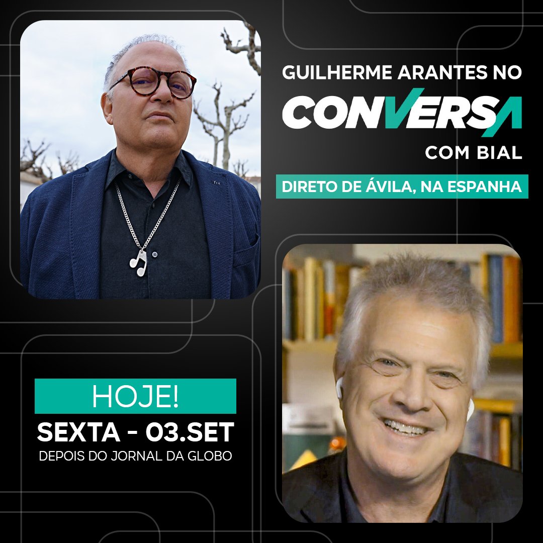 toycomunicacao's tweet photo. Hoje! Guilherme Arantes @garantesoficial no Conversa com Bial @PBiaL @tvglobo ! Não percam! Depois do Jornal da Globo!
#GuilhermeArantes #ConversaComBial #PedroBial #RedeGlobo #TrackMktMusical #ToyComunicação https://t.co/9JE8qJlQL7
