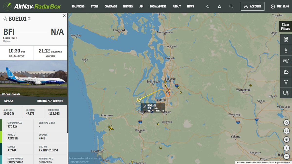 AirNavRadar's tweet photo. The @Boeing 737 MAX 10 is now conducting a test flight. ✈️
Track #BOE101 now:
https://t.co/tn81uZlAB0
#Boeing #Boeing737MAX #RadarBox https://t.co/MaccjSVPF7
