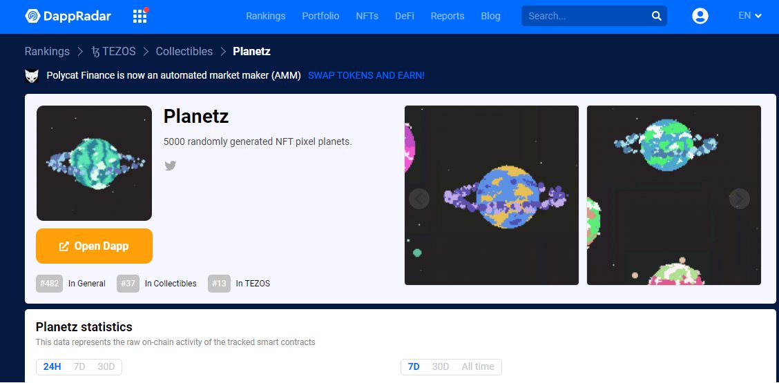 TezosPlanetz's tweet image. ✅ Listed on @DappRadar 

#NFT $tezos #tezos #nftcollector #planetz