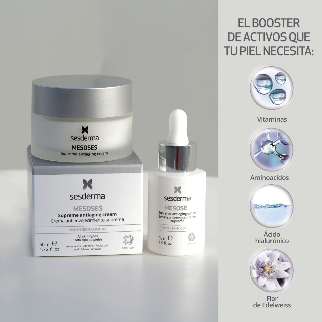 SesdermaCol's tweet photo. Descubre #MESOSES Una línea inspirada en la mesoterapia facial que ayuda a combatir los signos de envejecimiento protegiendo y estimulando las células de la piel. Conoce sus principales activos https://t.co/dFn4UdIuzL