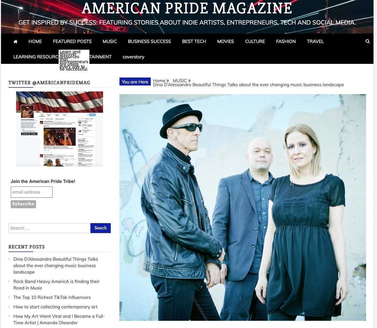 Independent Songwriter, Dina D'Alessandro for the Los Angeles Alternative rock band 'Beautiful Things' talks about the ever changing music business landscape and how she navigates it. 
americanpridemagazine.com/latest/dina-da…
<a href="/officialthings/">Beautiful Things</a>