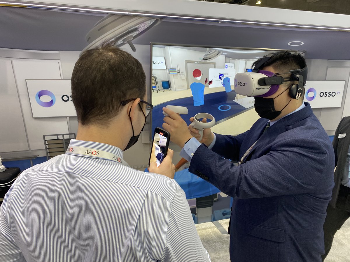 Osso_VR's tweet photo. It's the last day of #AAOS2021. If you haven't stopped by booth #615 yet, here's a reminder to come by and hop into Osso's "cutting edge" (pun intended) OR and see what the future of surgical training looks like! 👨🏽⚕️👨⚕️👩🏻⚕️👩🏼⚕️ #ossovr #orthotwitter https://t.co/UPBk6SvhmB