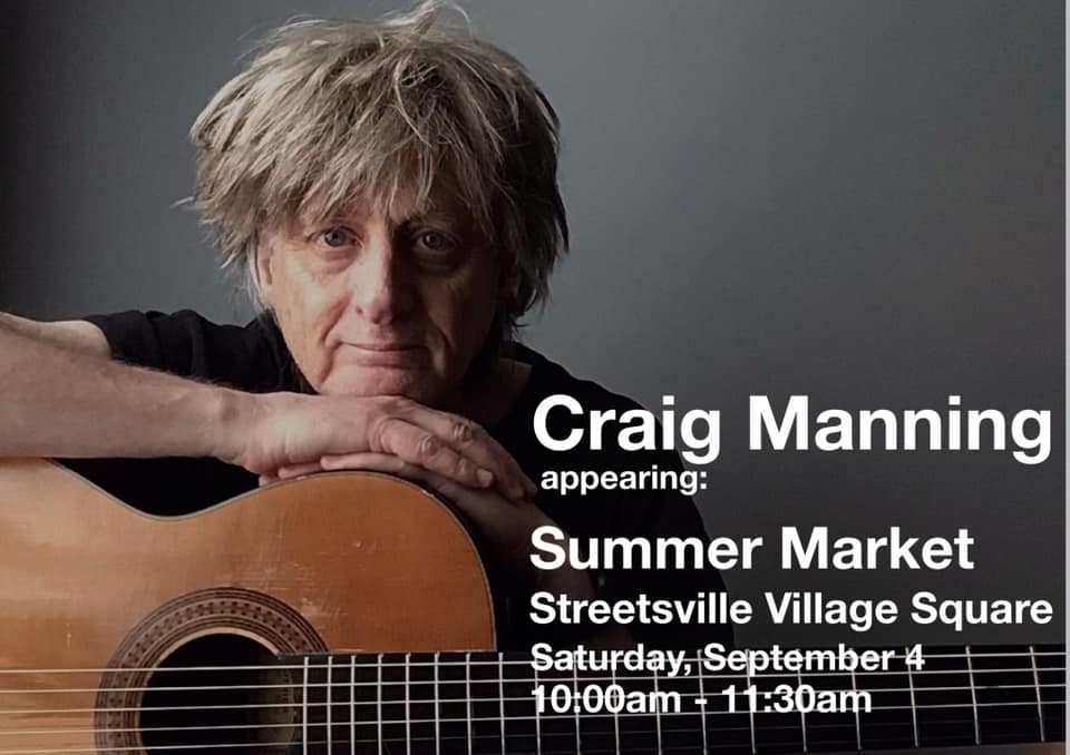 We will be having live music by musician Craig Manning at our last Streetsville Summer Market on Saturday, September 4th! Craig will be performing from 10-11:30 in the Streetsville Village Square

🐝🍯This performance has been graciously sponsored by our very own @breadnhoneyfest