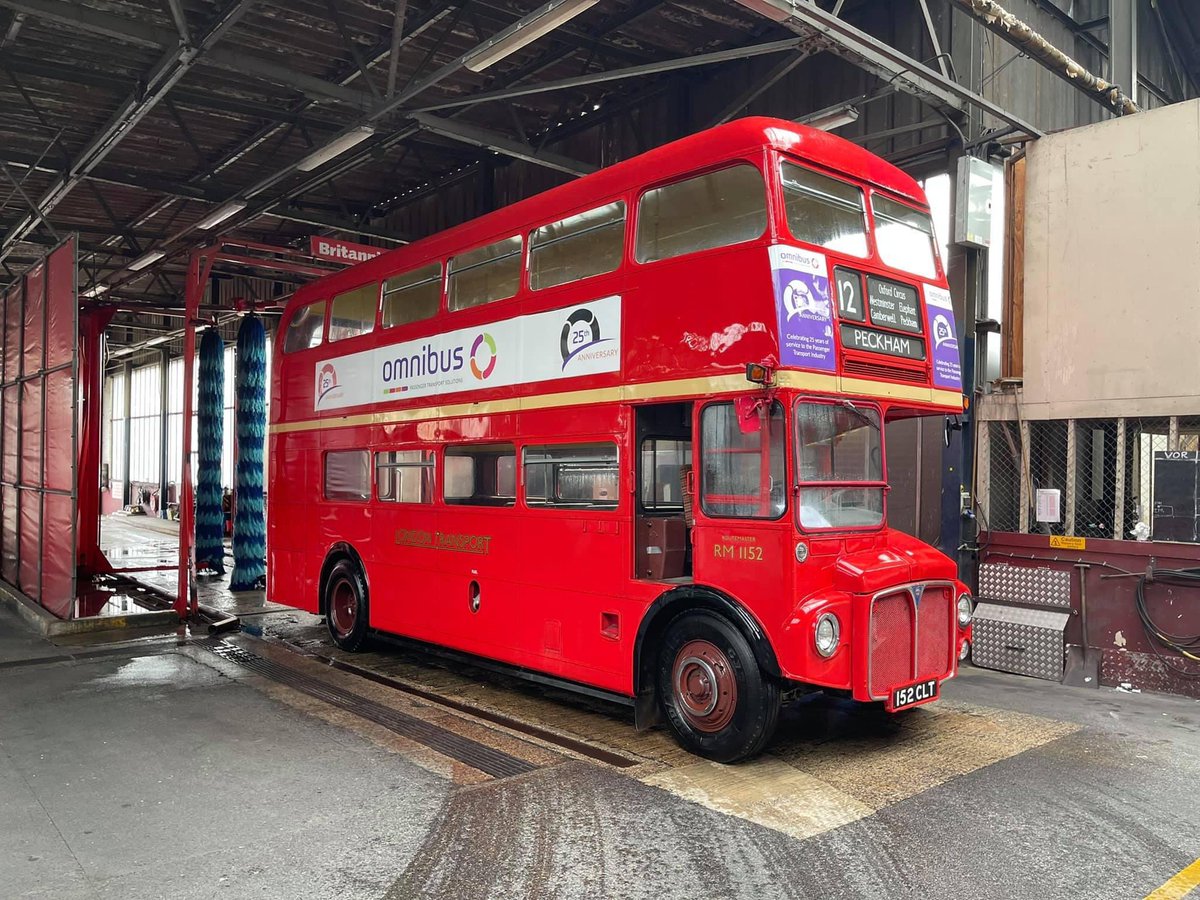 An interesting visitor to <a href="/keighleybus/">The Keighley Bus Company</a> this week, as former London Routemaster RM1152 popped in to say hello and get a quick wash!
