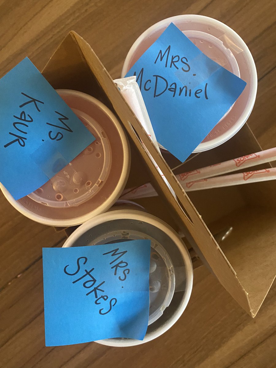 MsKaur_K2's tweet photo. To the sweet soul that blessed our team with Sonic Drinks this afternoon, please let us know who you are! We would LOVE to personally thank you! Thank you, thank you!! #FridayMADE @McDanielKinder @MrsStokes14 https://t.co/0JnyfX2wzc