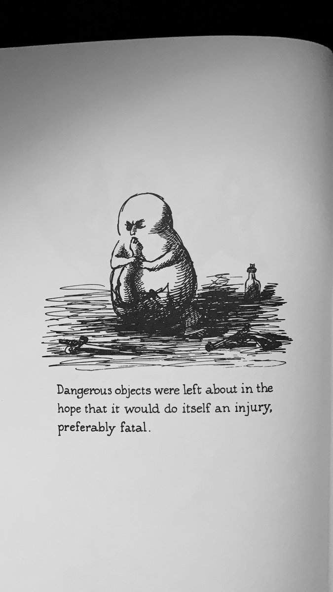 theeldercap's tweet photo. also, we talked a lot about the presence of and conditions of images in children’s literature— one of those was “bright, colorful pictures” (nodelman 72). which brought to mind the pictures we saw in gorey texts and how they absolutely REKK that assumption #ECLobel https://t.co/bDzluUFKbd