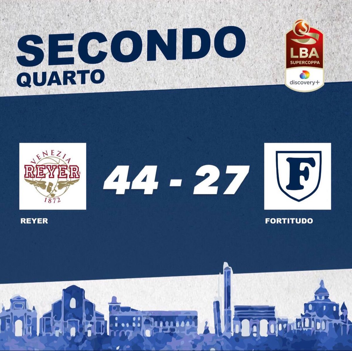 Finisce il 1º tempo al Taliercio #SoloLaEffe ⚪️🔵 #ritornofuturo @LegaBasketA @discoveryplusIT