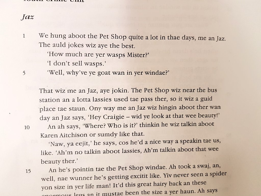 crosbie_mrs's tweet image. S4 pupils read a wee story in Scots about boys called Jaz and Craigie. Jaz nicked a tarantula from a pet shop and then hid it in his boxer shorts while Craigie lied to the polis 😳😳 #Scots #textualanalysis