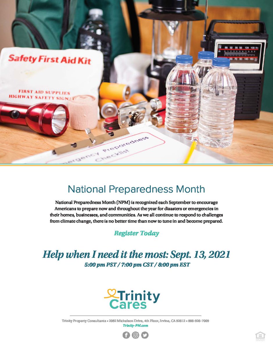 Did you know September is #NationalPreparednessMonth? Join us on 9/13 to learn about the ways in which we can be prepared now and throughout the year for disasters and emergencies. There is no better time to be prepared: us02web.zoom.us/meeting/regist….